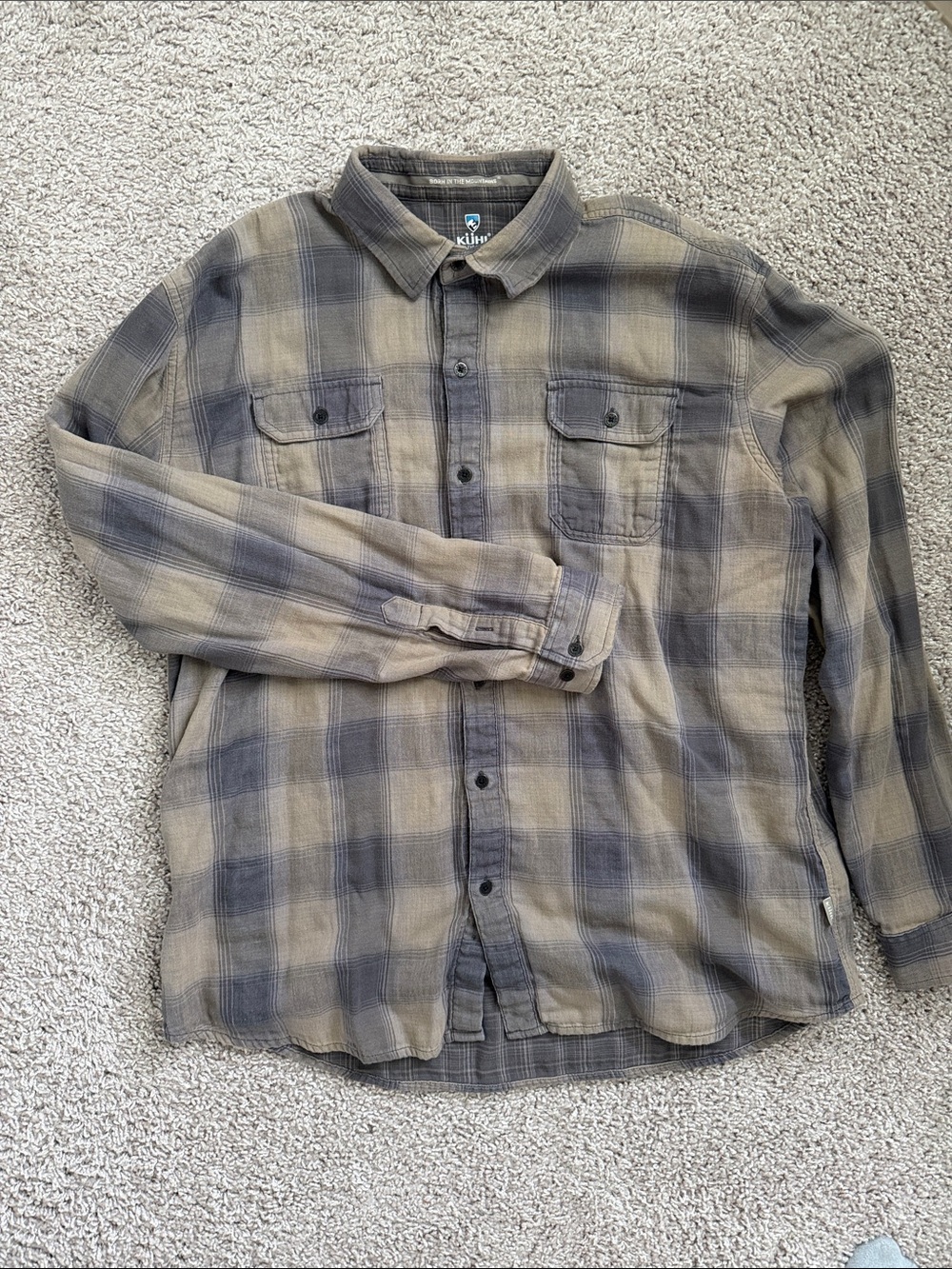 Kuhl Men's Brown and Gray Plaid Button-Down Shirt - Picture 3 of 7